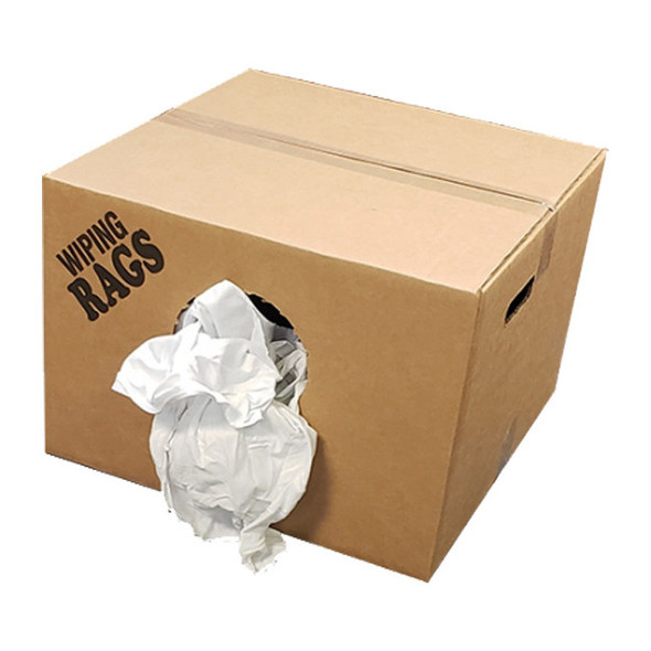 FyterTech Reclaimed T-Shirt Rags, 10 lb, White, 1/Each