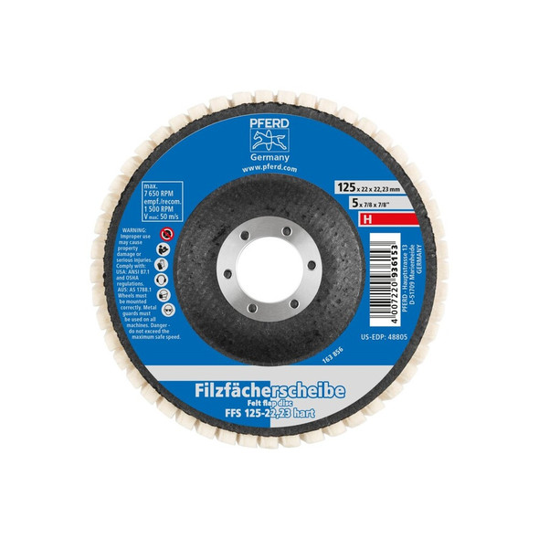 Pferd Tools Felt Flap Disc,Hard,5"x7-8 48805 Pack of 5