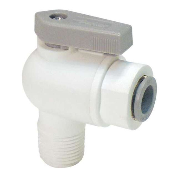 Parker 3/8" MNPT x Push Polypropylene Ball Valve Angle LFPP6VME6