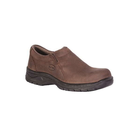Women's Loafer Shoe, 10 Leather Upper, Steel Toe, 3 in H, Brown, 49431