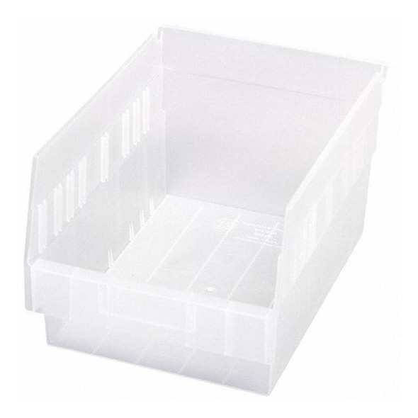 Shelf Storage Bin, Polypropylene, Clear, 6 in H, 8 3/8 in W, 11 5/8 in L