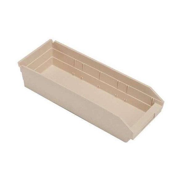Shelf Storage Bin, Polypropylene, Ivory, 4 in H, 6 5/8 in W, 17 7/8 in L