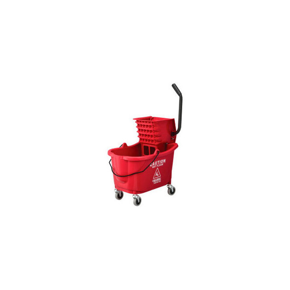 Global Industrial Mop Bucket And Wringer Combo 38 Qt. Side Press Red