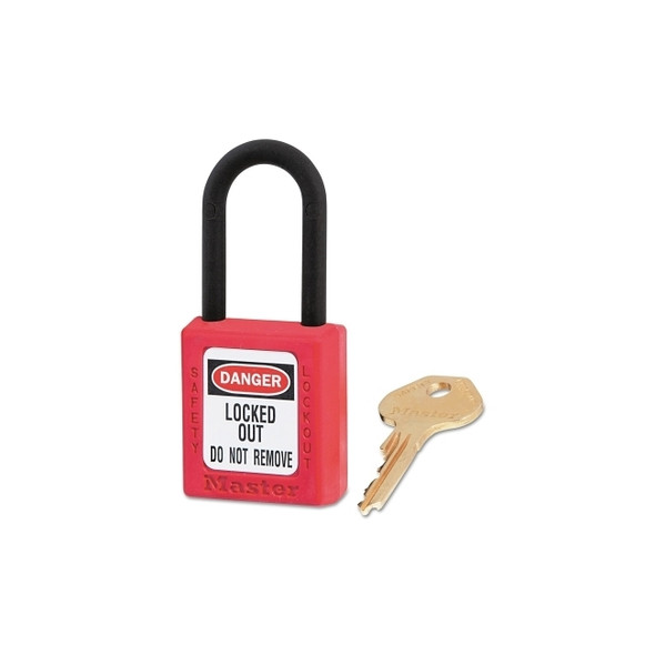 Zenex™ Thermoplastic Safety Lockout Padlock, 406 Dielectric, 1-1/2 W x 1-3/4 H Body, 1-1/2 in H Shackle, KD, Red