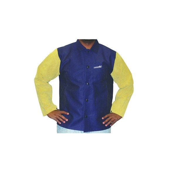 Leather/FR Sateen Combo Jacket, 2X-Large, Blue/Tan