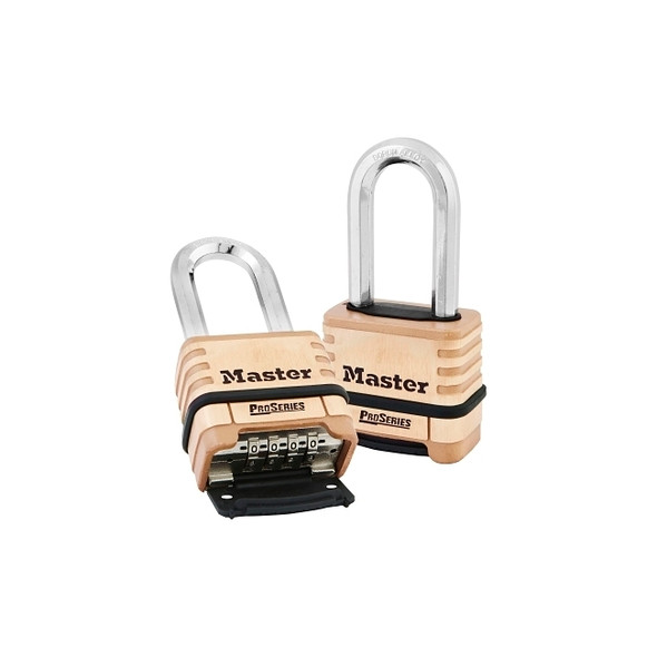 ProSeries® Resettable Combination Padlock, 3/8 in dia x 15/16 in W x 2-1/16 in H Shackle, Brass, Carded