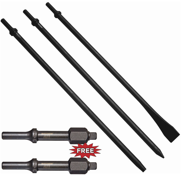 Buy 3 PC Pneu Long Punch & Scraper Set w/ 37315 3/8" and 37316 1/2" Pneu Bolt Breaker Free 81255
