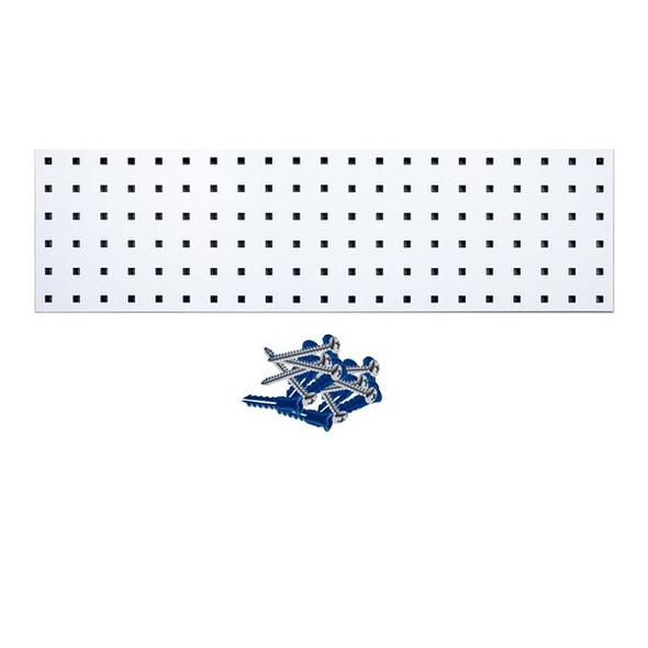 (1) 31.5 In. W x 9 In. H White Epoxy 18-Gauge Steel Square Hole Pegboard Strip