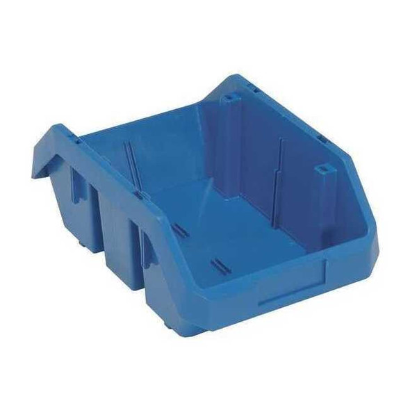 Hang & Stack Storage Bin, Plastic, Blue, 5 in H, 8 3/8 in W, 12 1/2 in L