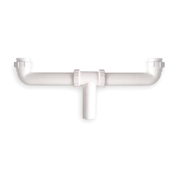 1-1/2 Dia, Polypropylene, White/Plastic, Kitchen, Center Outlet Waste Tee