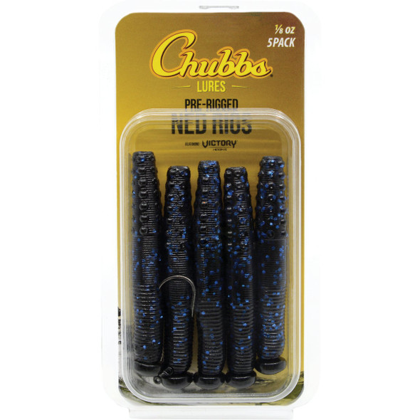Chubbs Rigged Ned 1/8 Oz. Black/Blue (5-Pack) YNR518-BLB