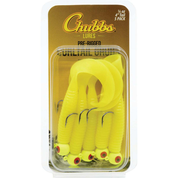 Chubbs 3 In. Yellow Curltail Grub (5-Pack) Y518-YLLW