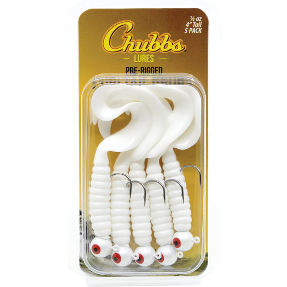 Chubbs 3 In. White Curltail Grub (5-Pack) Y518-WHT