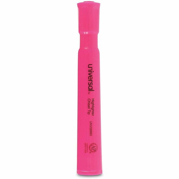 Universal Highlighter - Fluorescent Pink Ink - Pink Barrel - 12 / Dozen