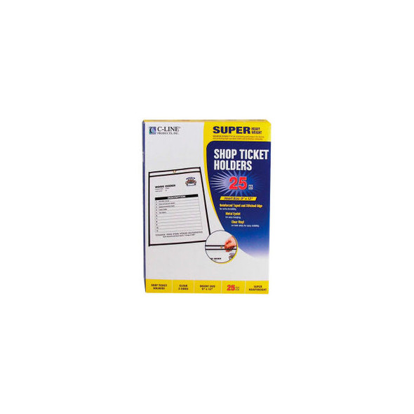 C-Line Products Auto Shop Ticket Holders Stitched Both Sides Clear 9"" x 12"" 25