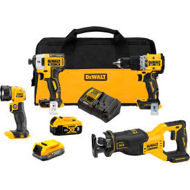 DeWalt 20V MAX XR 4-Tool Combo Kit Hammer Drill/Driver/Impact Driver/Reciprocati