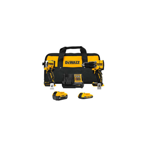 DeWalt 20V MAX Li-Ion Compact 2-Tool Combo Kit 2Ah/5Ah Batteries Hammer Drill/Im