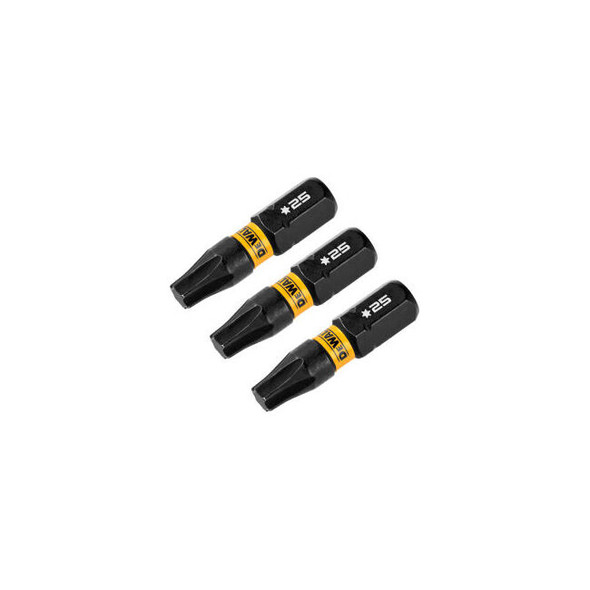 DeWalt FlexTorq Impact Screwdriving Bits T25 Drive 1/4"" Hex Shank Pack of 3