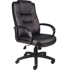 Boss Executive Office Chair with Arms - Synthetic Leather - High Back - Black