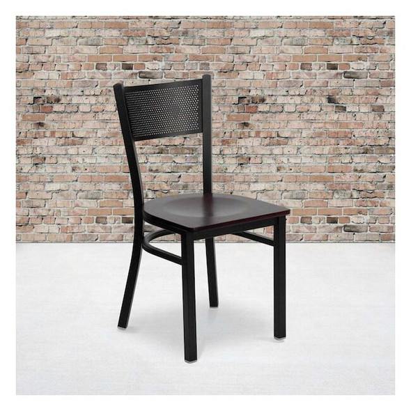 Flash Furniture Black Grid Chair-Mah Seat,PK2 2-XU-DG-60115-GRD-MAHW-GG
