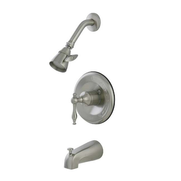 Tub and Shower Faucet, Standard, 3, Wall Mount, Brushed Nickel