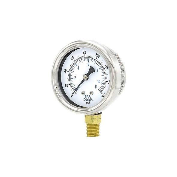 Manufacturer Varies Pressure Gauge, 1/4 in NPT, Bottom Location 211D-254F