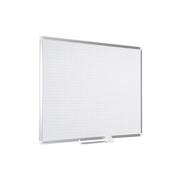 Grid Board, Steel, 36 in, 48 in, Aluminum Frame, White, Gloss