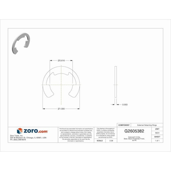 Rotor Clip External-E E-Clip, Steel, Black Phosphate Finish, 50 PK SE-74ST PA
