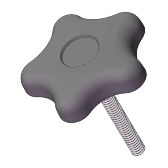 Star Knob with Screw, 3/8-16 Thread Size, 1.00"L, Steel
