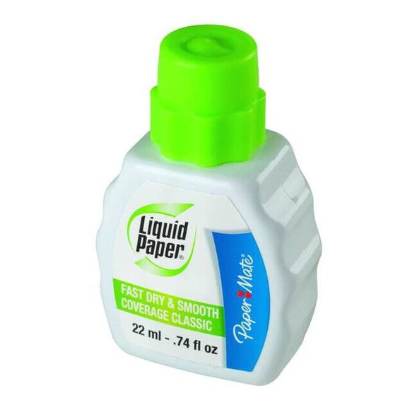 Liquid Paper Correction Fluid,22 mL,White,PK3 5643115