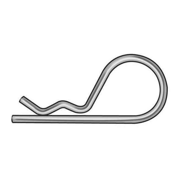 Hair Cotter Pin, 11/64 in Dia, 3-1/2 in L, Steel, 10 PK
