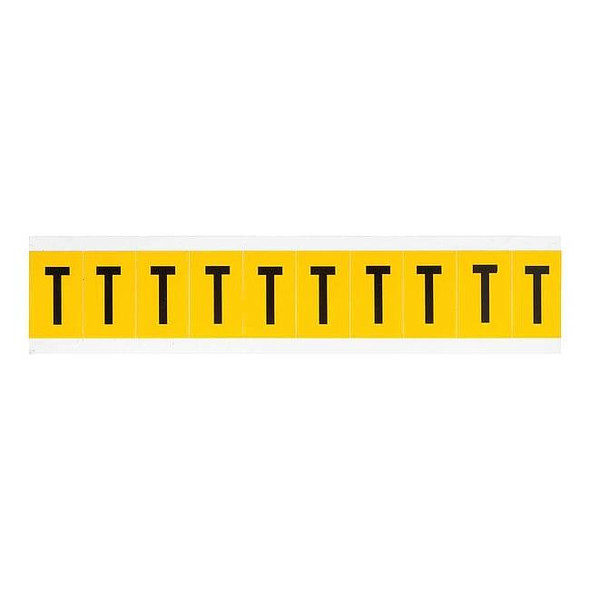 Brady Letter Label, T, 1-1/2in.Hx7/8in.W, Vinyl 1530-T
