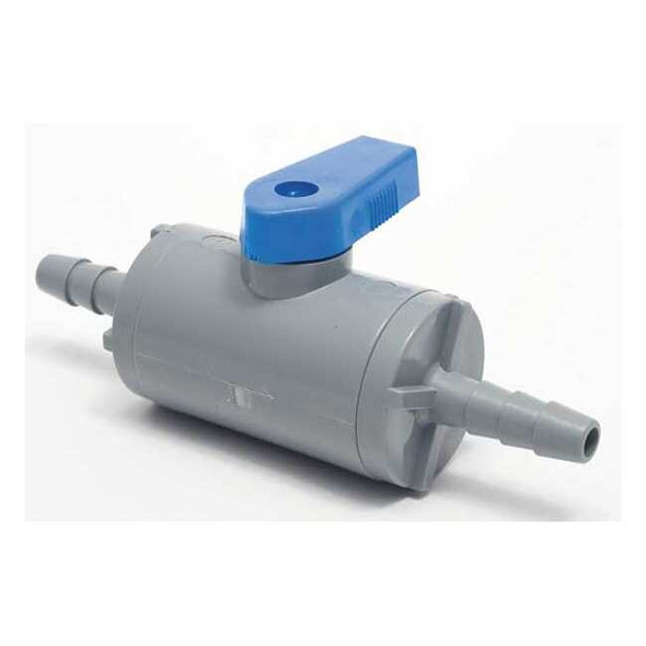 1/4" Barb PVC Ball Valve Inline, Seat Material: Buna-N