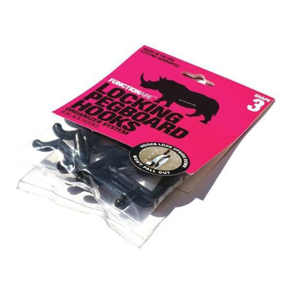 Functionaire Locking Pegboard Hooks,2 in. L,Black,PK8 FH3-4