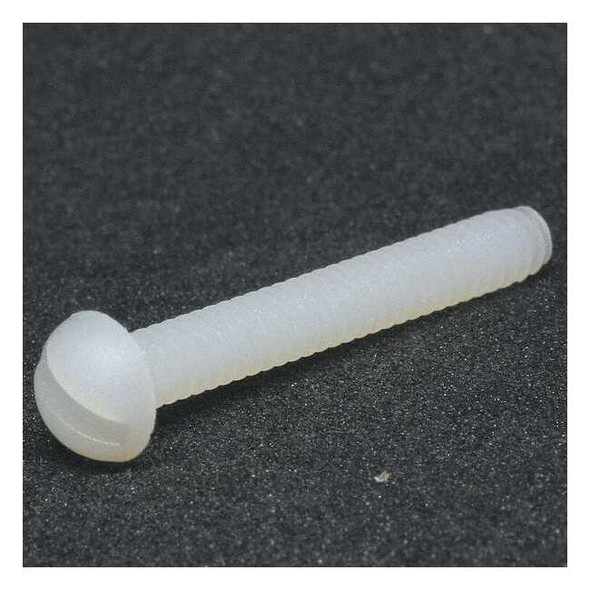 #4-40 x 1/2 in Slotted Round Machine Screw, Plain Nylon 6/6, 50 PK