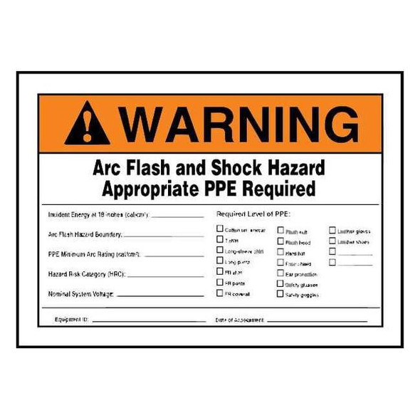 Accuform Label,5x7,Warning Arc Flash and, LELC334 LELC334