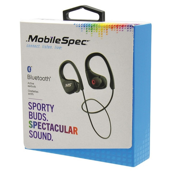 Mobilespec Wireless Earbuds, Bluetooth, Plastic, Black MBS11305