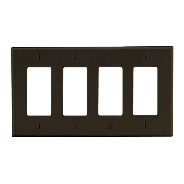 Rocker Wall Plate, Number of Gangs: 4 Plastic, Satin Finish, Brown