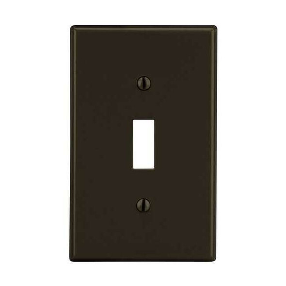 Toggle Switch Wall Plate, Number of Gangs: 1 Plastic, Satin Finish, Brown
