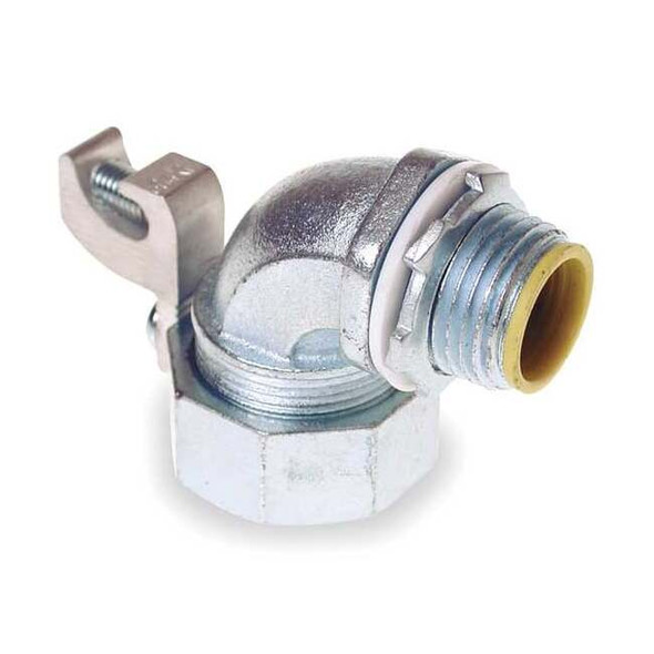 Conduit Fitting Connector, 1/2 in, Threaded, Steel, Electro Zinc Plated, Gray