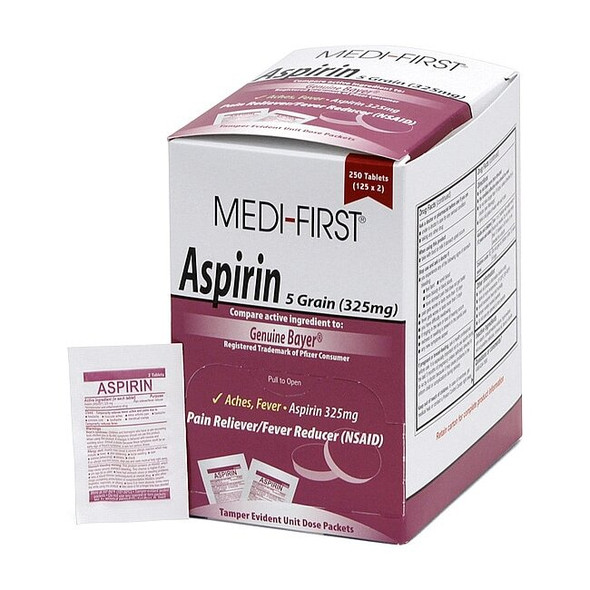 Medi-First Aspirin Pain/Fever Reducer,325mg,PK250 80548