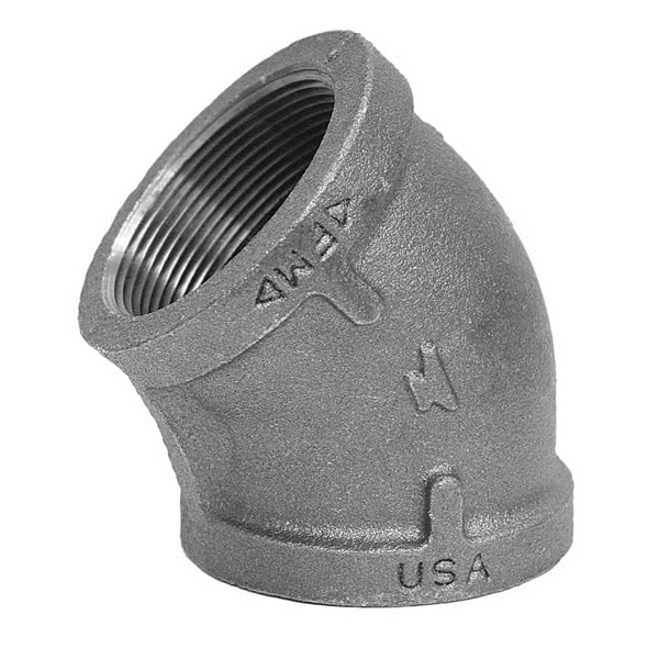 45 Degree Elbow 45 Degree Elbow, 1" Pipe, FNPT, Malleable Iron, Class 150