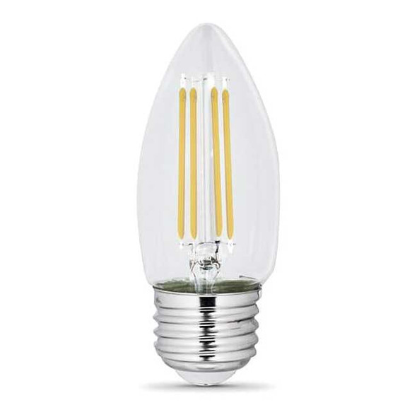 5.5 W, Compact LED Bulb, White, B10, 2700K Temp. Clear, Dimmable, PK2