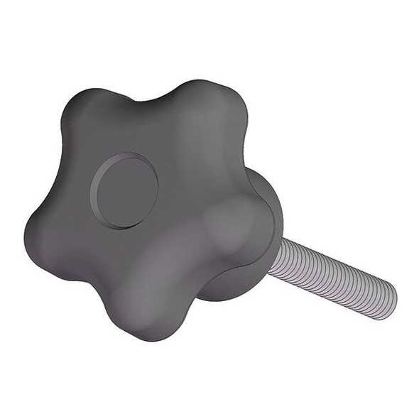 Star Knob with Screw, 1/4-20 Thread Size, 1.00"L, Steel