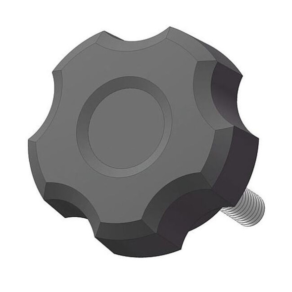 Fluted Knob with Screw, 3/8-16 Thread Size, 1.00"L, Steel