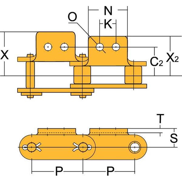 Tsubaki Connecting Roller Link,A-2 Attachment C2050A2CL