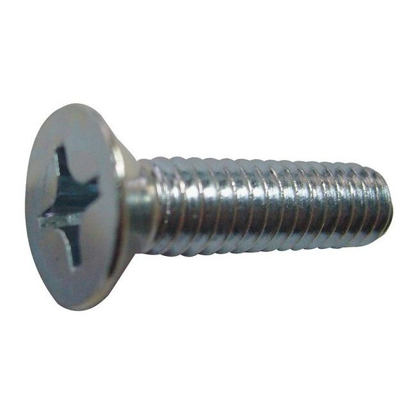 #10-32 x 1-1/2 in Phillips Flat Machine Screw, Zinc Plated Steel, 100 PK