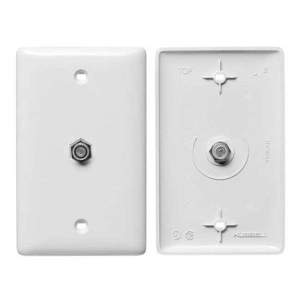 Hubbell Wiring Device-Kellems Video Wall Plate and Jack,F Type,White NS750W