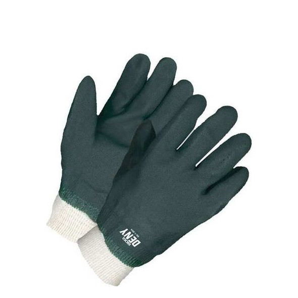 Coated Gloves, PVC, Rough, Full, Not Rated Abrasion Level, Green, One Size 1 PR