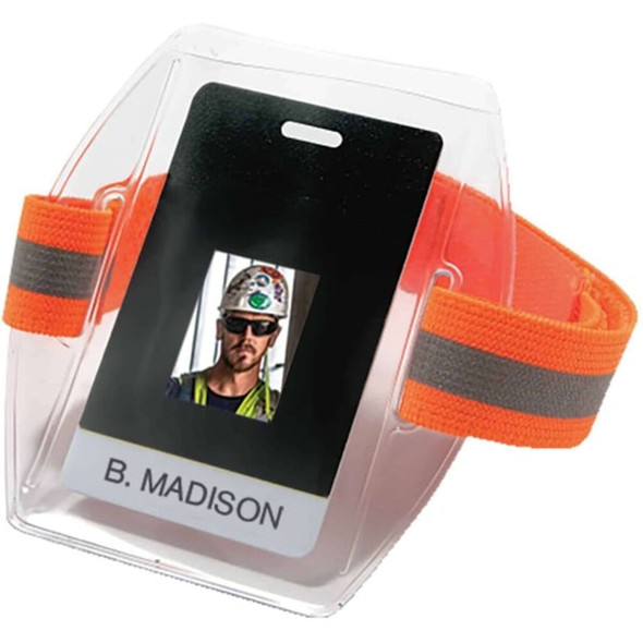 Arm Band Badge Holder, Orange, Polyester, Vinyl (Coated), ID-Badge Holder  3386HV